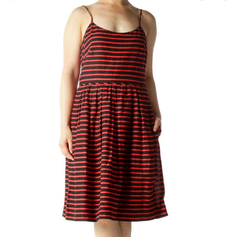 Red and Black Striped J Crew Dress - Size 8 Excellent Used Condition